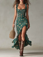 Gabriela - Vestido Maxi Bohemio Verde
