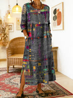 Vega - Vestido Vaquero con Estampado Étnico