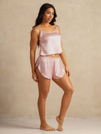 Mariana - Conjunto de seda pura de color sólido con tirantes finos