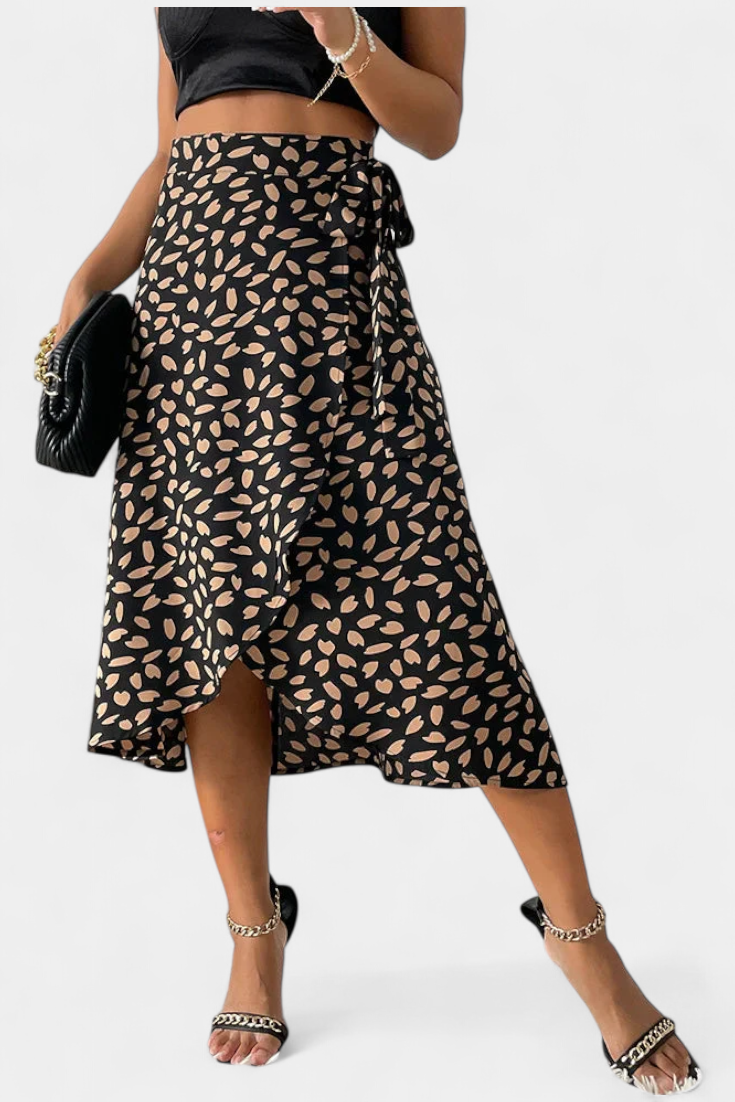 Agustina - Falda Envolvente Boho con Estampado Asimétrico