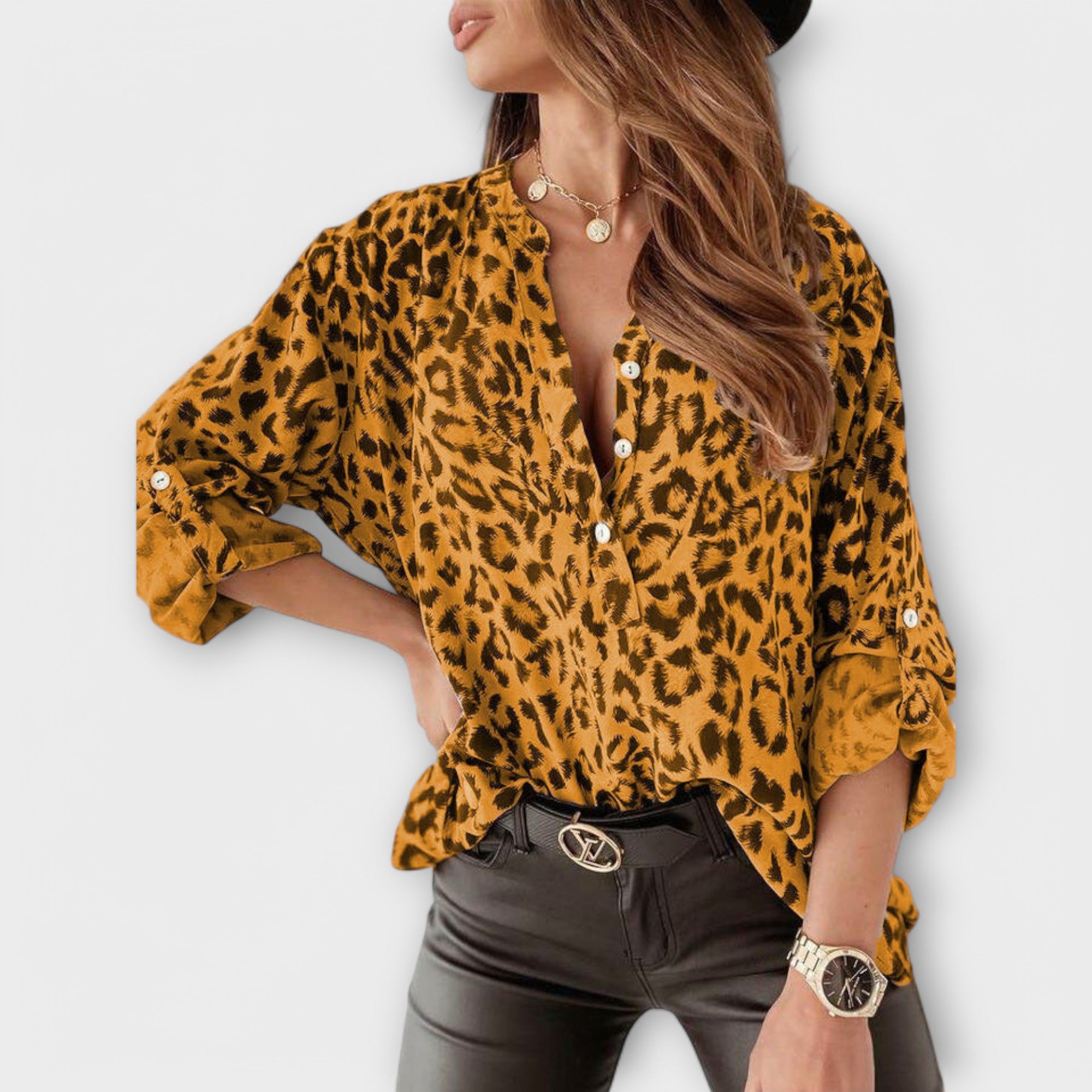 Aurora - Blusa moderna estampado leopardo