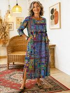 Vega - Vestido Vaquero con Estampado Étnico