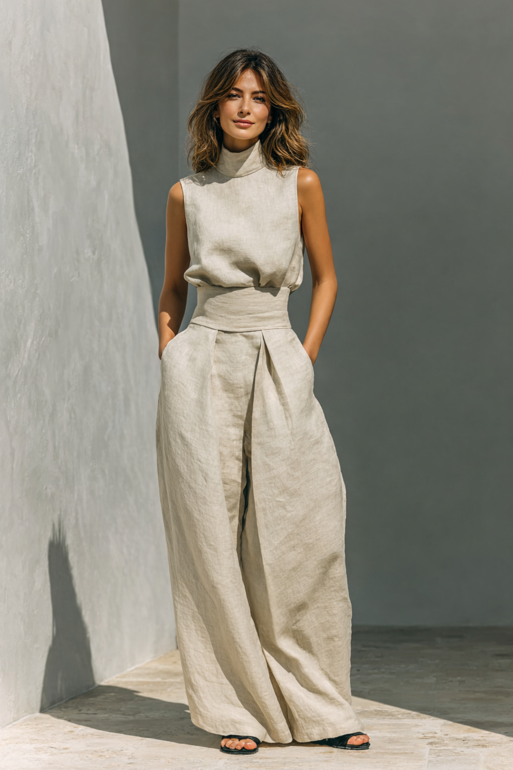 Maria - Conjunto Minimalista con Top y Pantalón Ancho