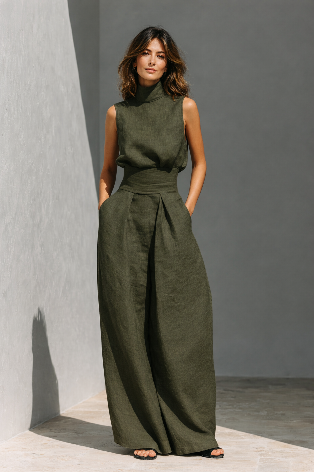 Maria - Conjunto Minimalista con Top y Pantalón Ancho