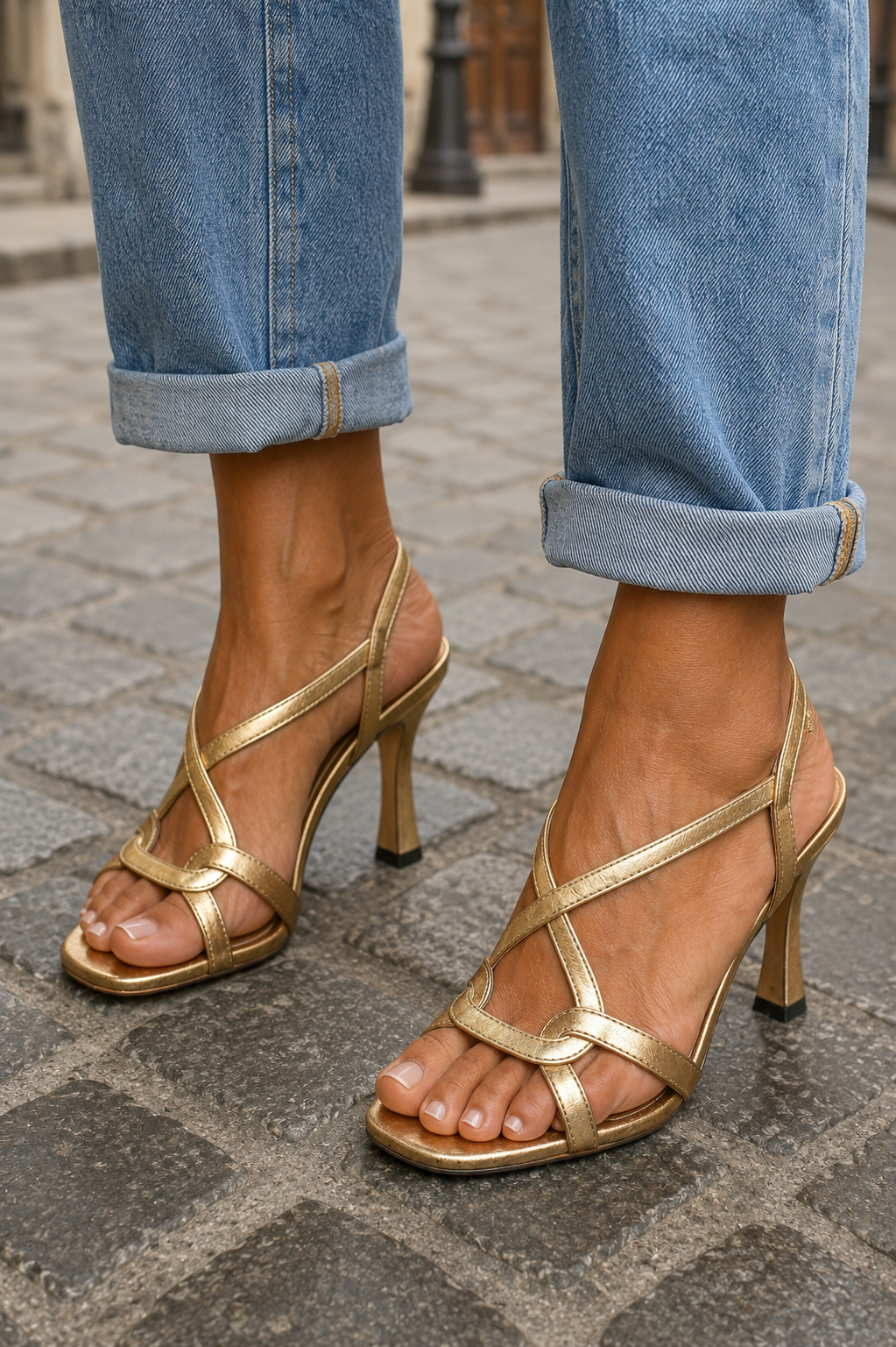 Emily - Sandalias de Tacón Golden Summer