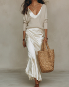 Victoria - Vestido Satinado con Suéter Incluido