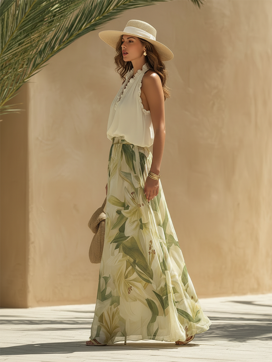 Gregoria - Conjunto estampado de lirios elegante