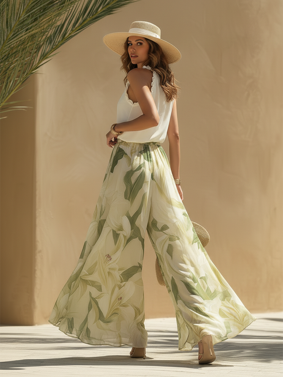 Gregoria - Conjunto estampado de lirios elegante