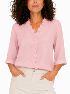 Elena - Blusa con escote en V y volantes delicados