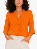 Elena - Blusa con escote en V y volantes delicados