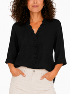 Elena - Blusa con escote en V y volantes delicados
