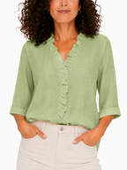 Elena - Blusa con escote en V y volantes delicados