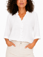 Elena - Blusa con escote en V y volantes delicados