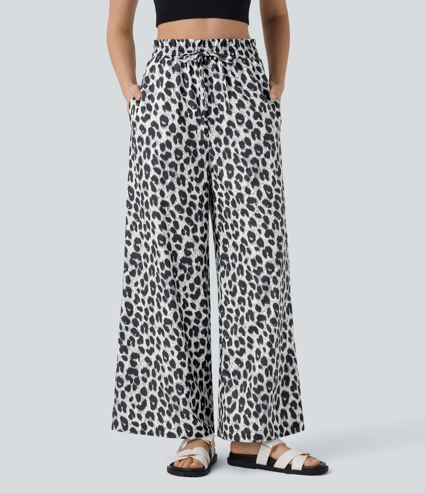 Luciana - Pantalón de cintura alta con estampado de leopardo