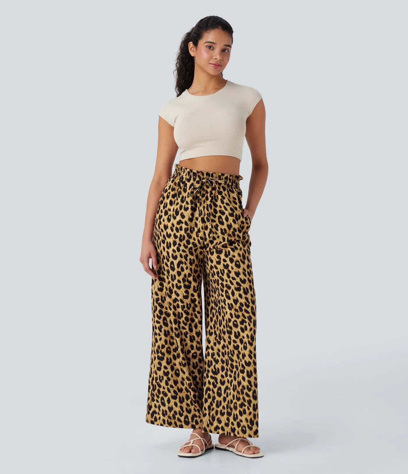 Luciana - Pantalón de cintura alta con estampado de leopardo