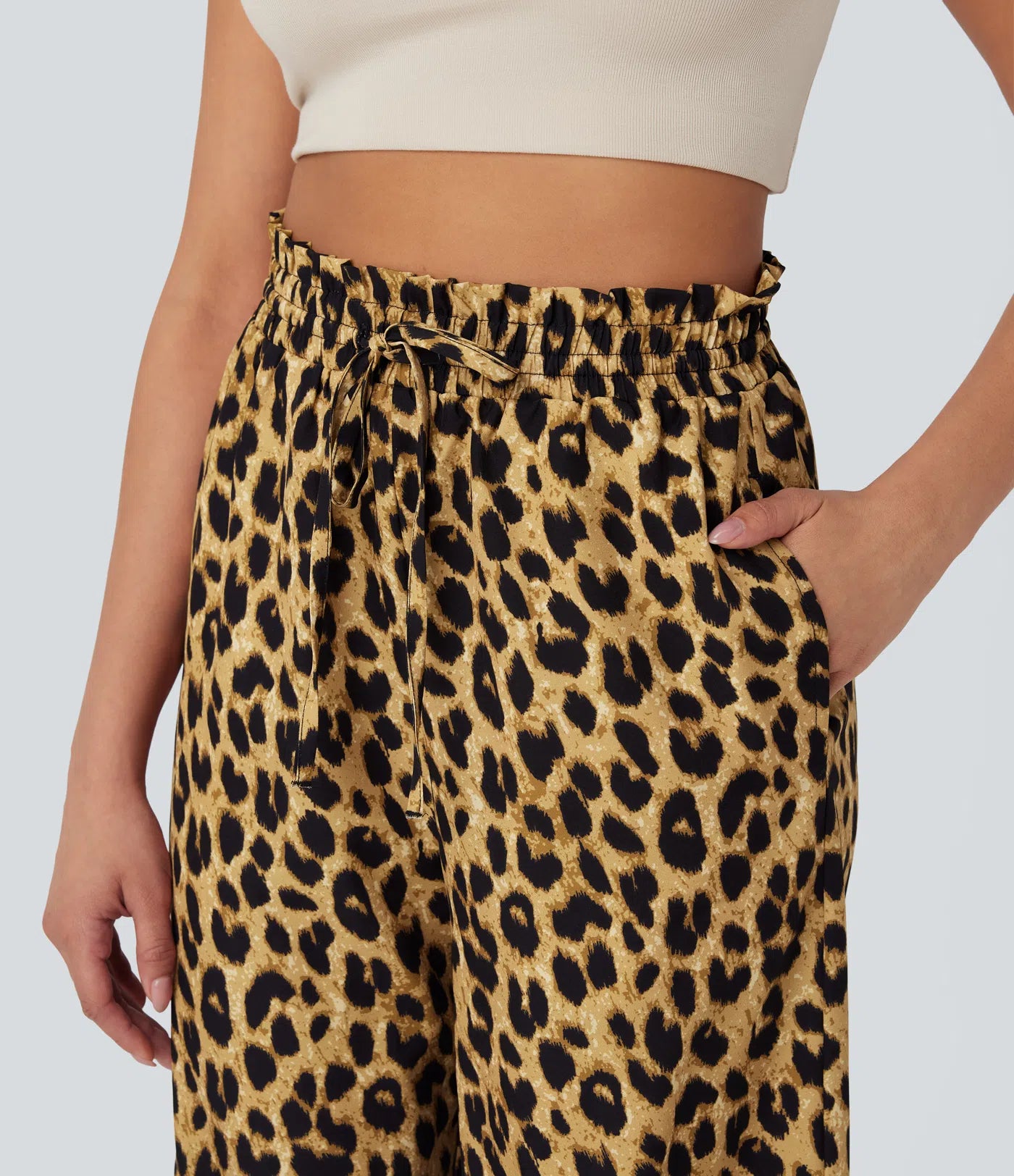 Luciana - Pantalón de cintura alta con estampado de leopardo