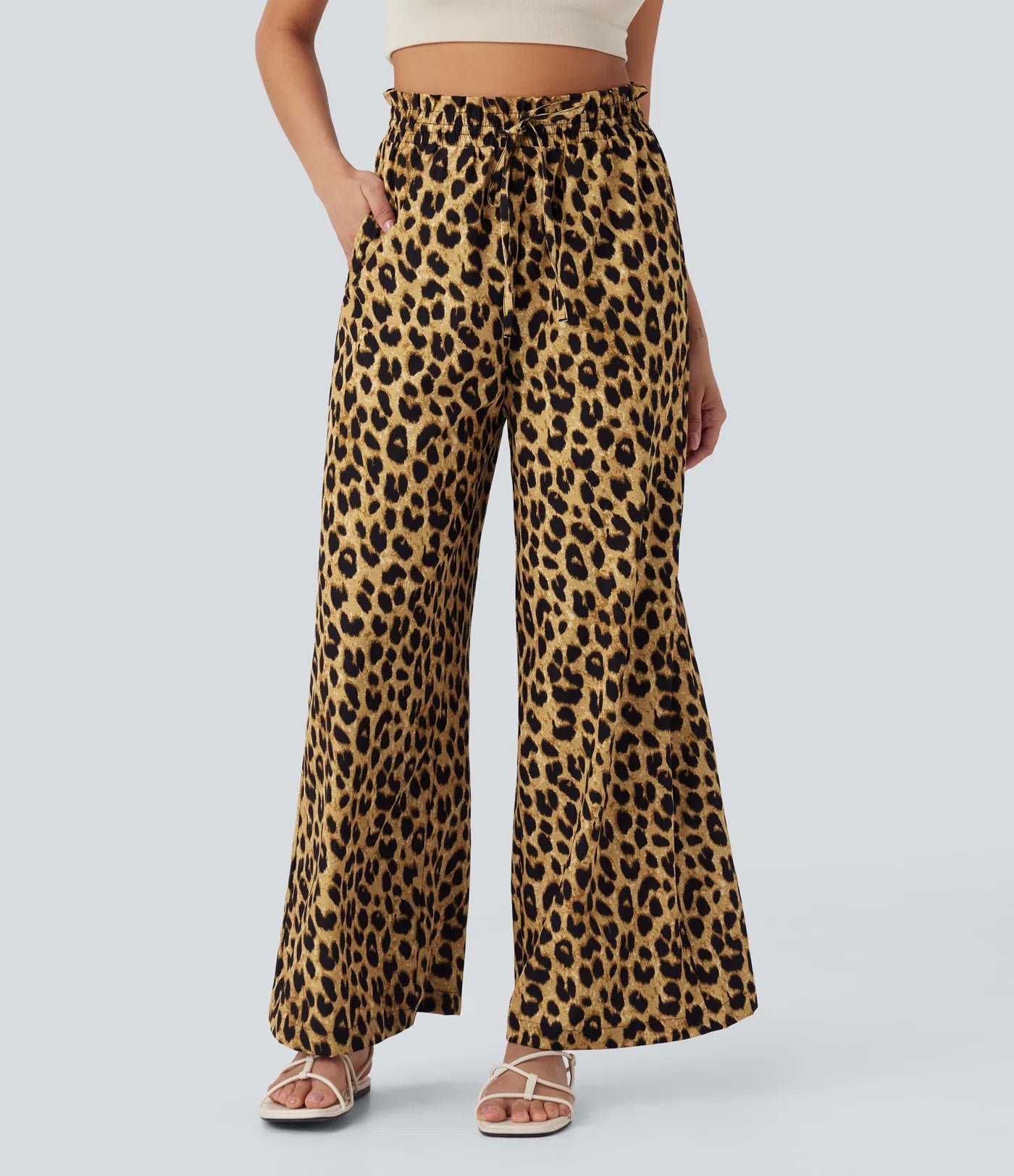 Luciana - Pantalón de cintura alta con estampado de leopardo