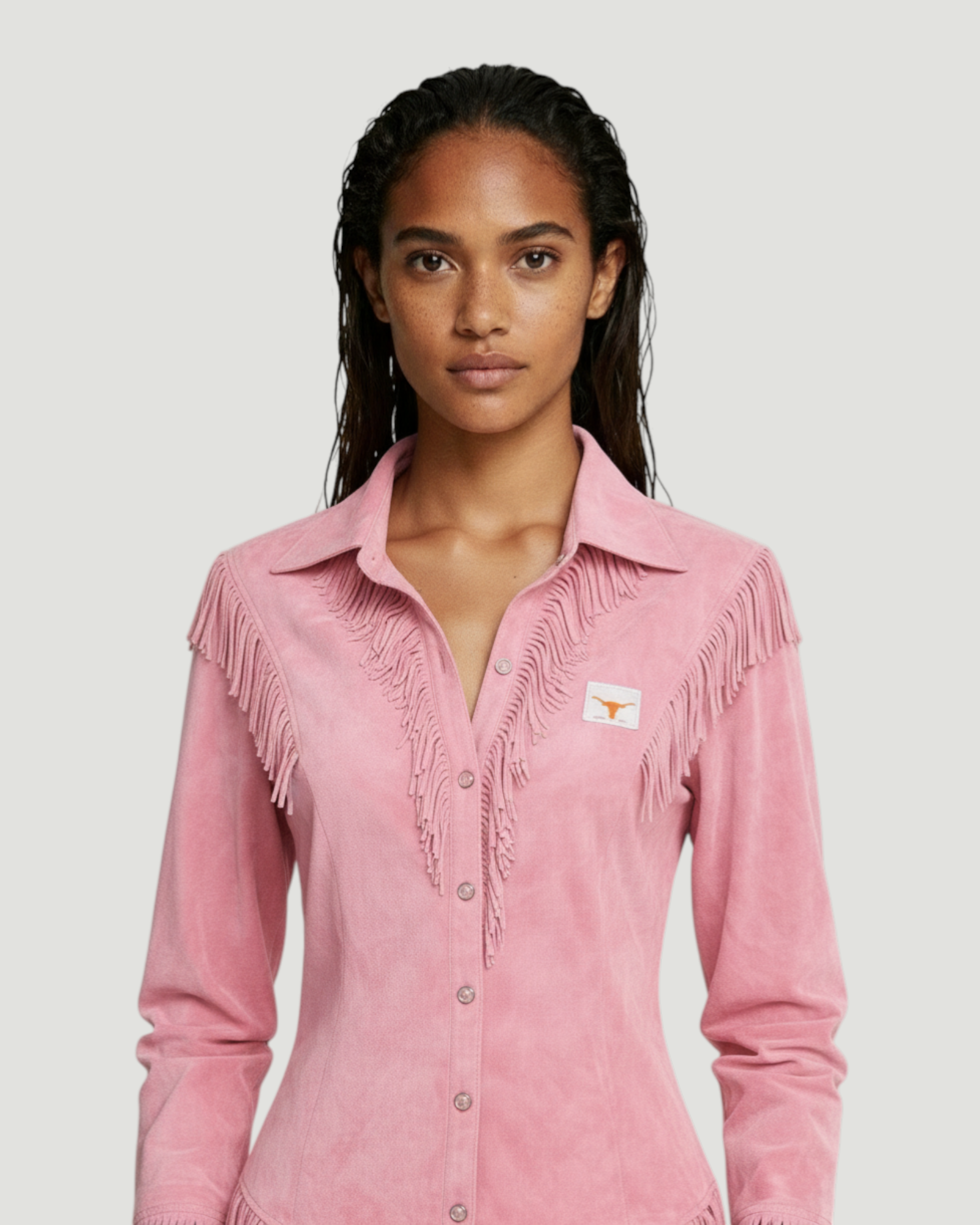 Pilar - Blusa efecto ante con flecos y botones