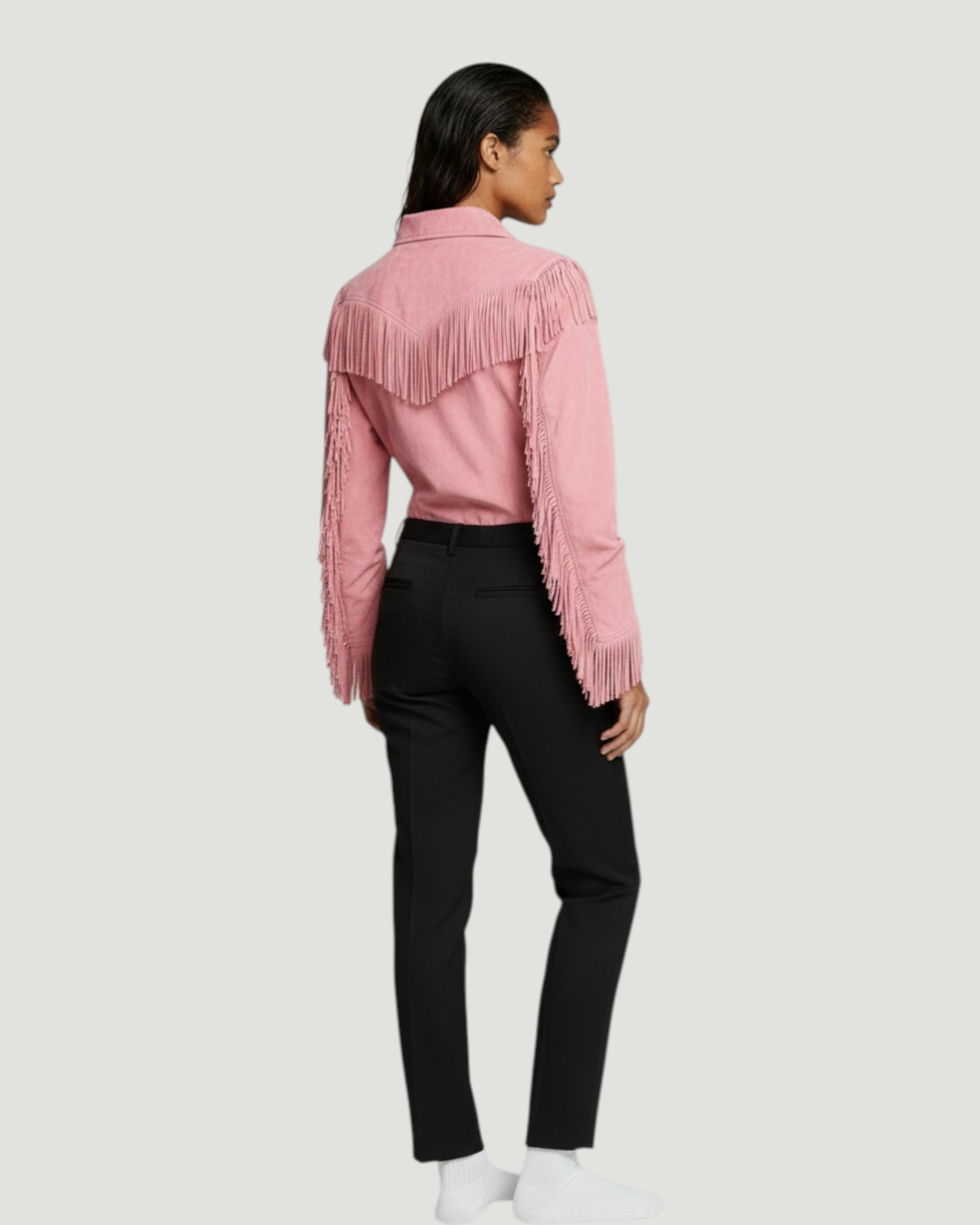 Pilar - Blusa efecto ante con flecos y botones