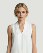 Daniela - Blusa satinada con lazo al cuello