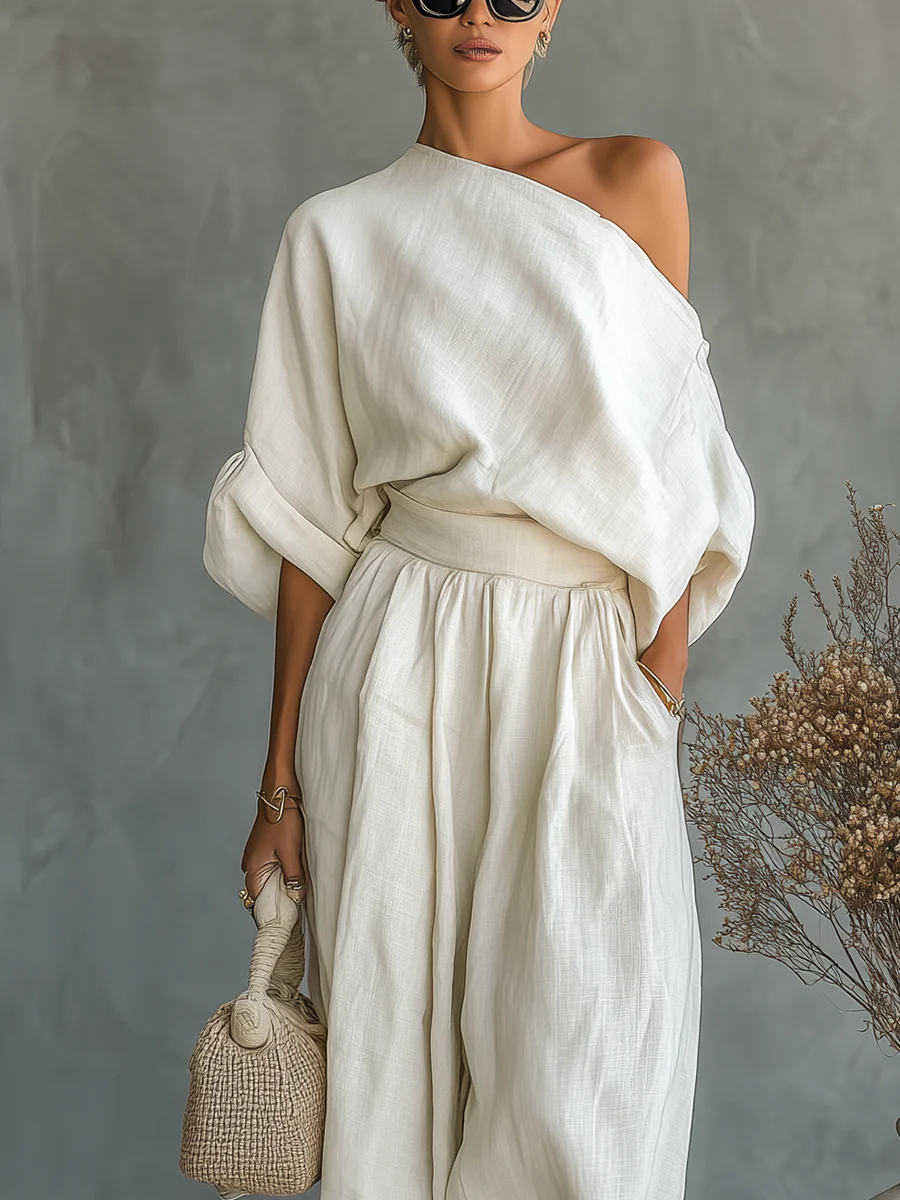 Nuria - Conjunto Elegante de Dos Piezas Asimétrico