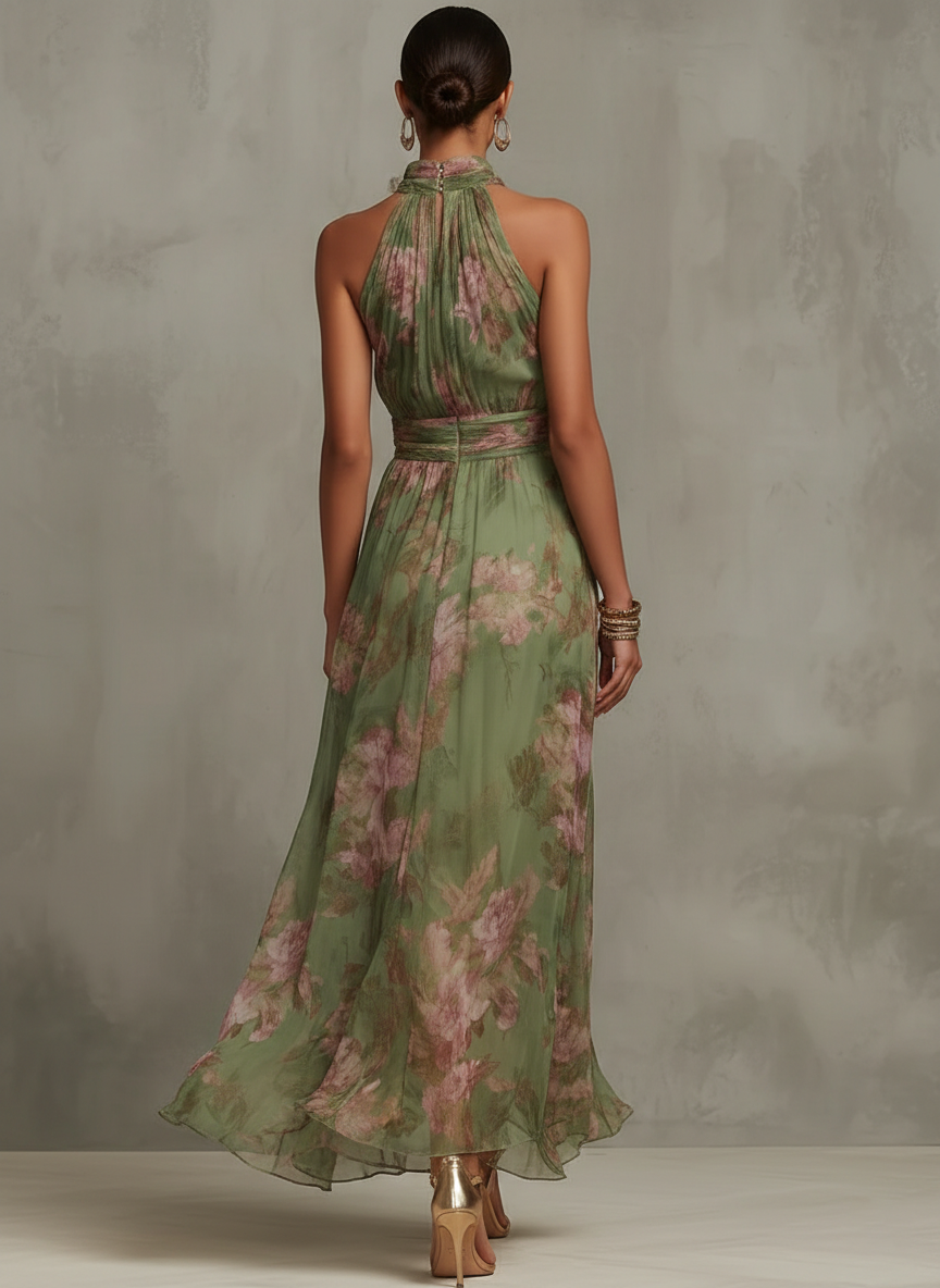 Zoe - Vestido con Escote Halter y Estampado Floral