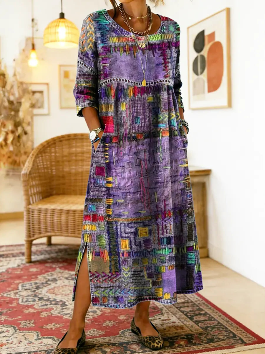 Vega - Vestido Vaquero con Estampado Étnico