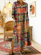 Vega - Vestido Vaquero con Estampado Étnico