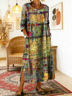 Vega - Vestido Vaquero con Estampado Étnico