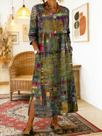 Vega - Vestido Vaquero con Estampado Étnico
