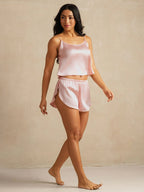 Mariana - Conjunto de seda pura de color sólido con tirantes finos