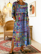 Vega - Vestido Vaquero con Estampado Étnico