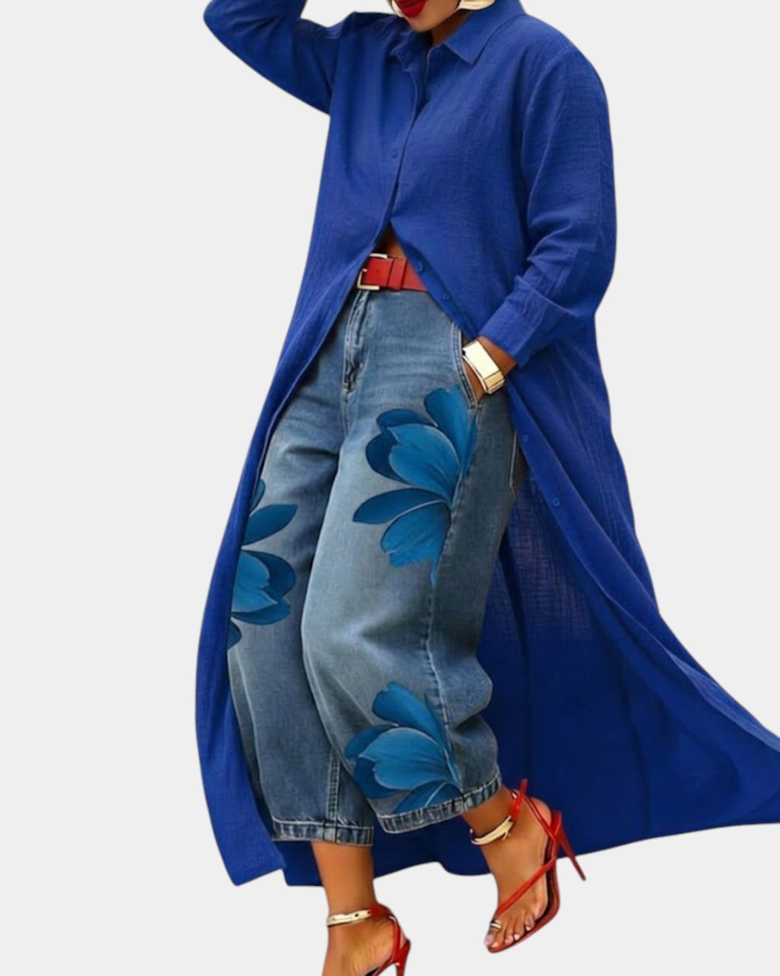 Leonor - Conjunto de vestido y pantalón vaquero ancho