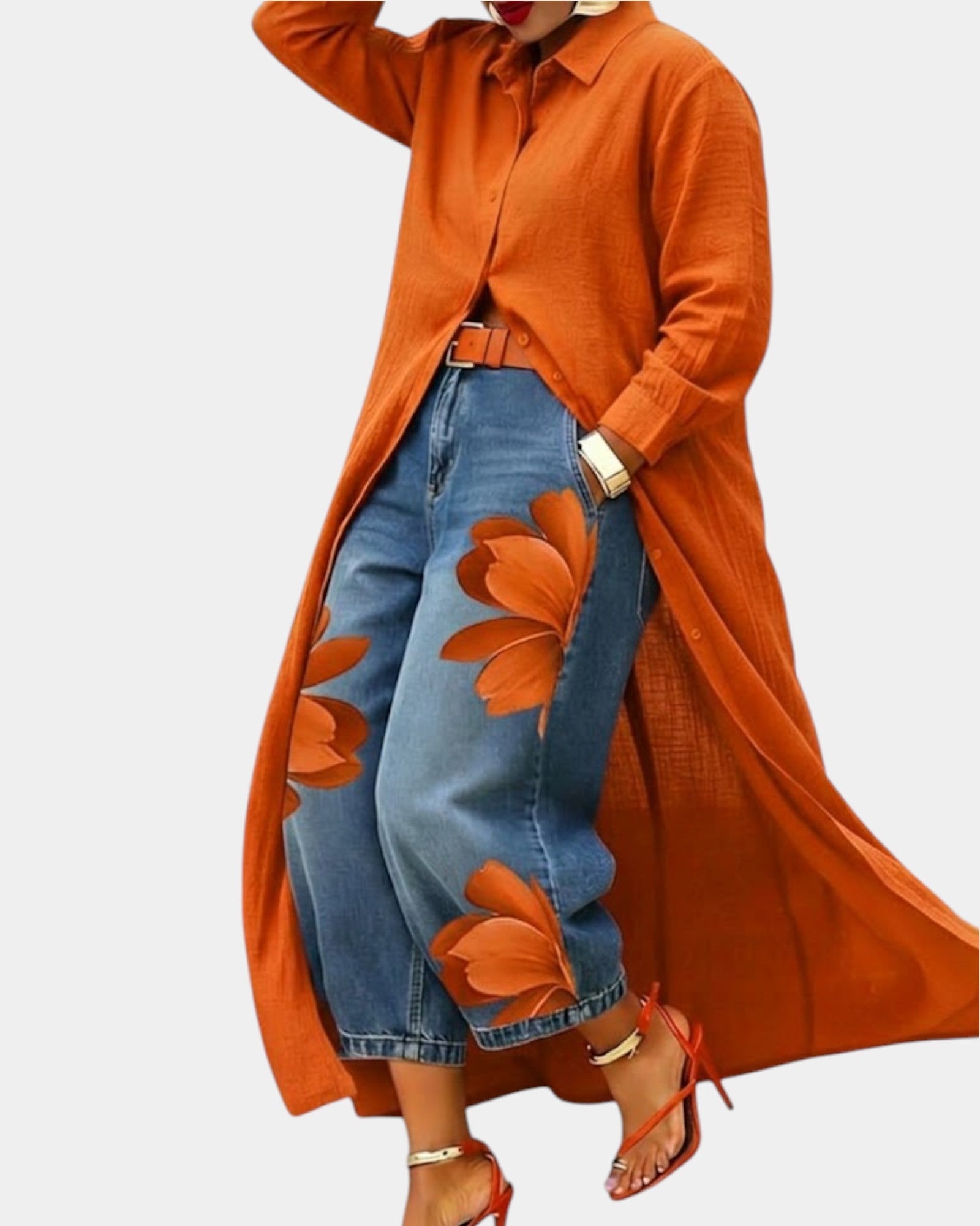 Leonor - Conjunto de vestido y pantalón vaquero ancho
