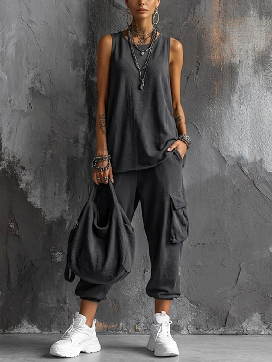Amaia - Conjunto Casual Suave con Bolsillos
